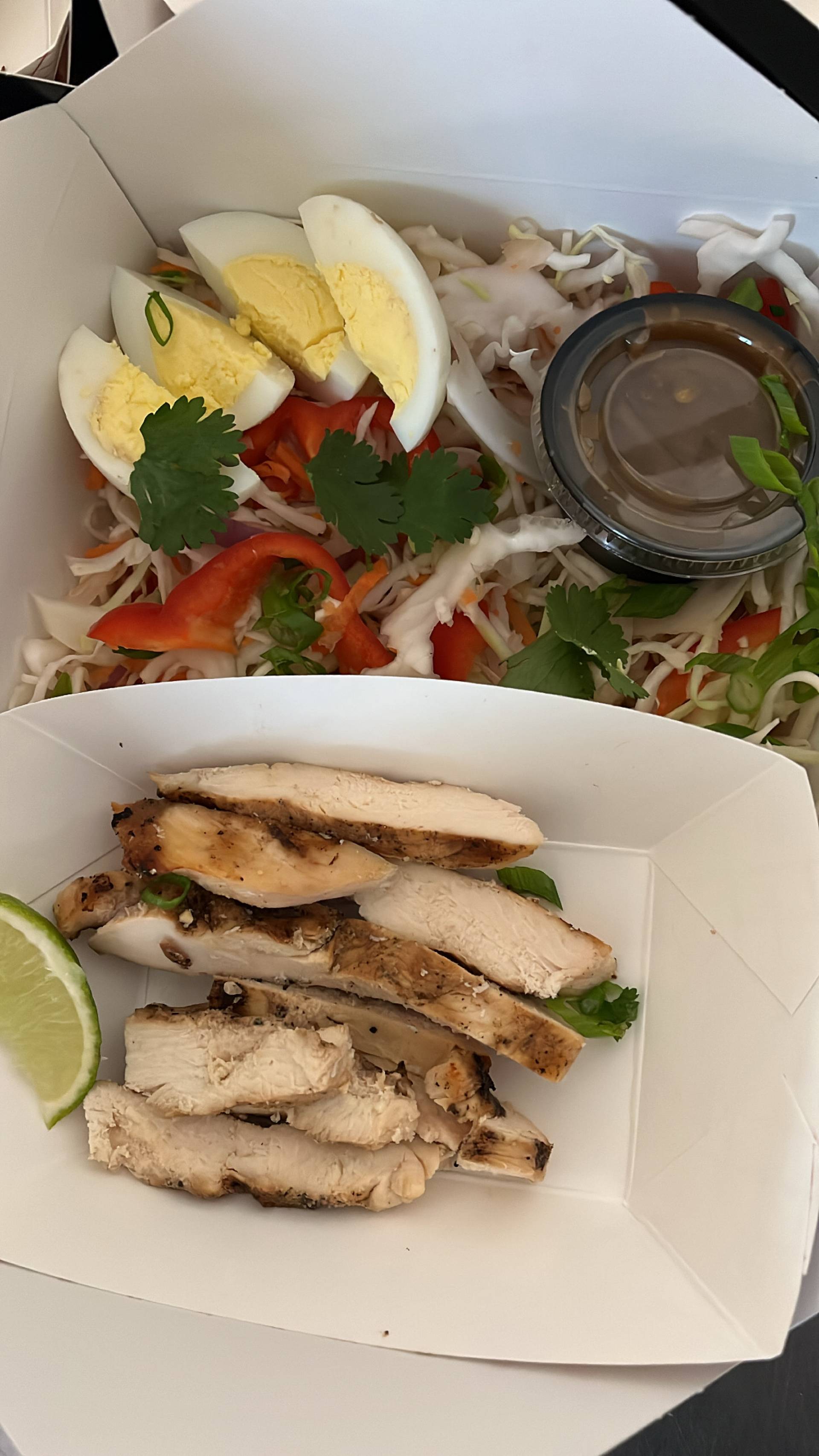 Chopped Cabbage & Grilled Chicken Salad Asian Ginger Dressing