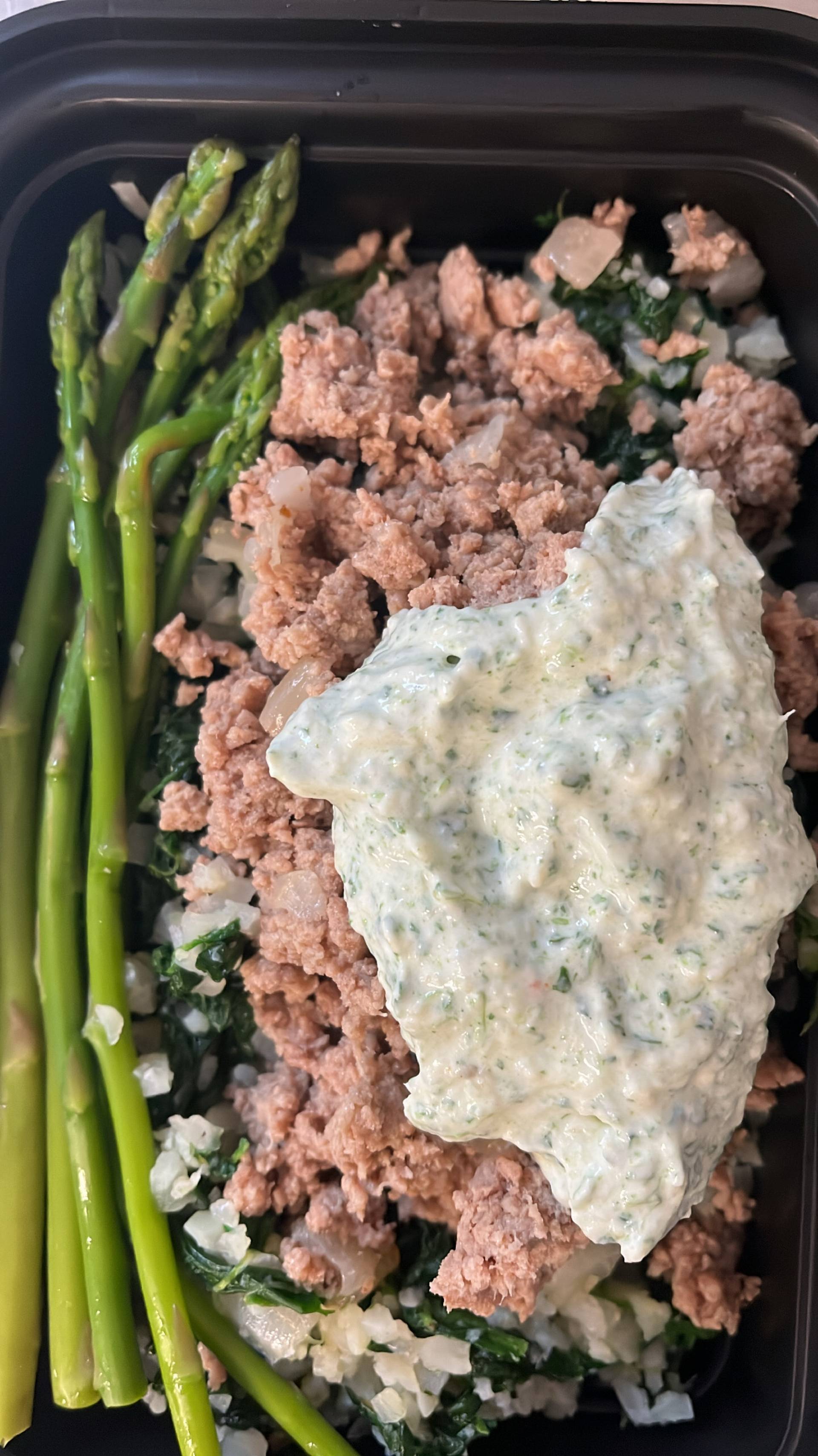 Low Carb Ground Turkey, Spinach & Artichoke Dip w/ Cauliflower Rice