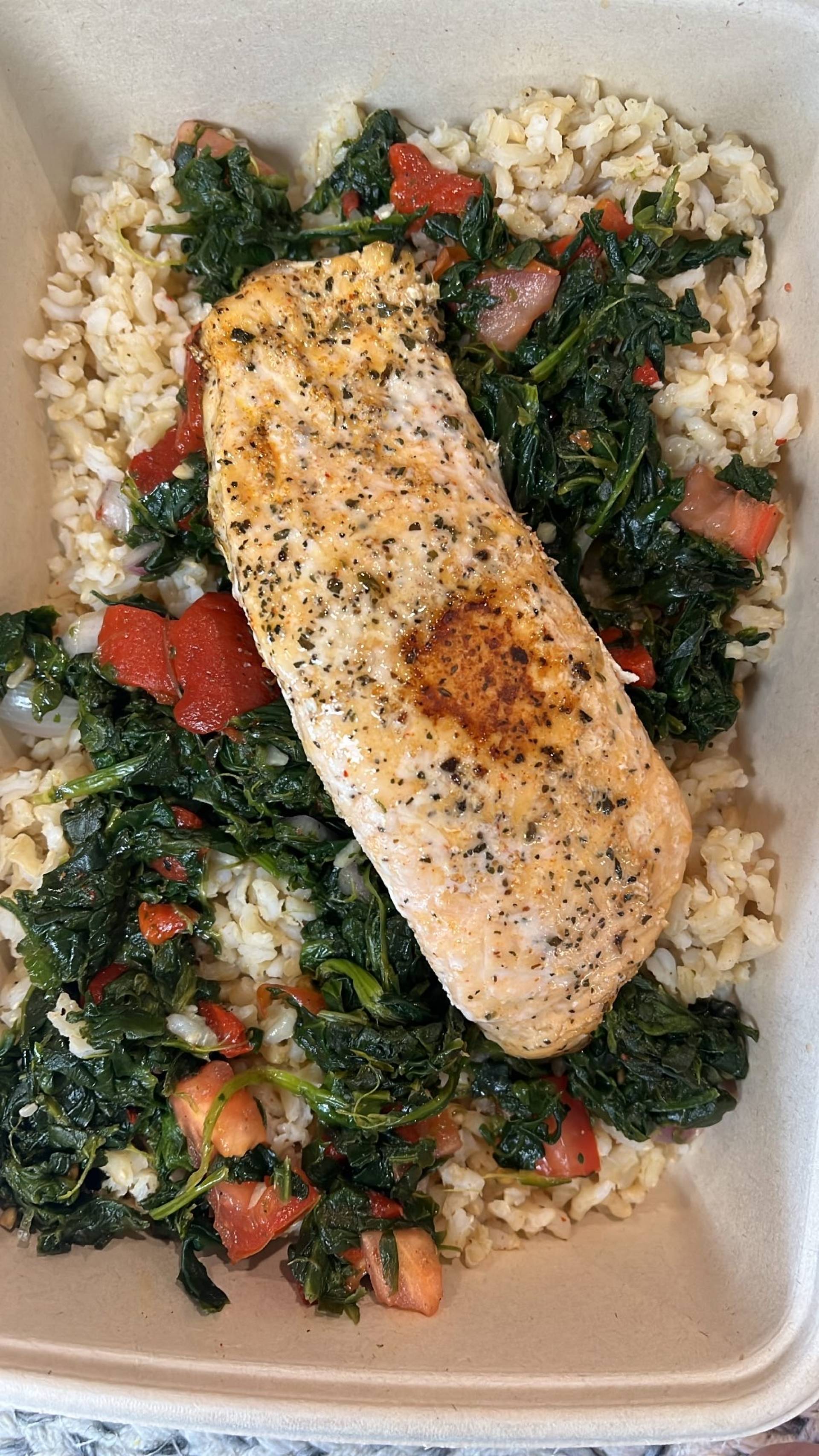 DF Balanced Meal) Salmon Spinach Rice Bowl