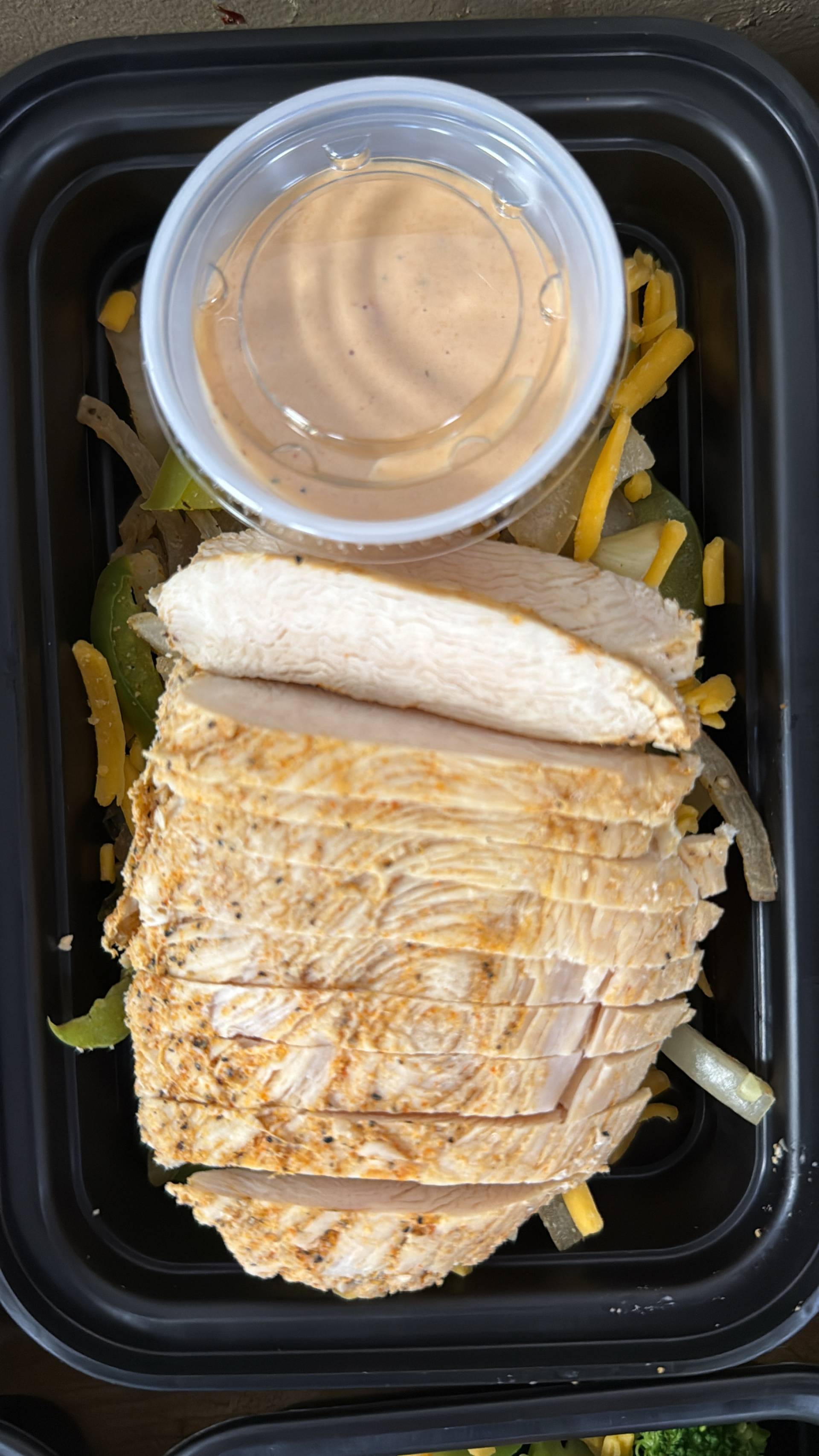 Keto Low Carb) Zesty Chicken, Cheddar W/ Peppers & Onions