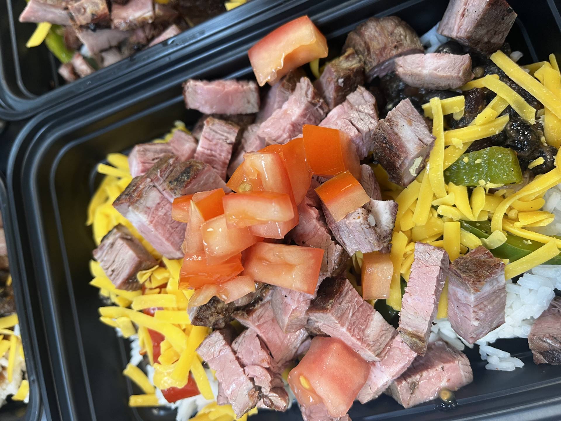 Balanced Meal) Steak, Cheddar, Black Bean Sofrito & Rice