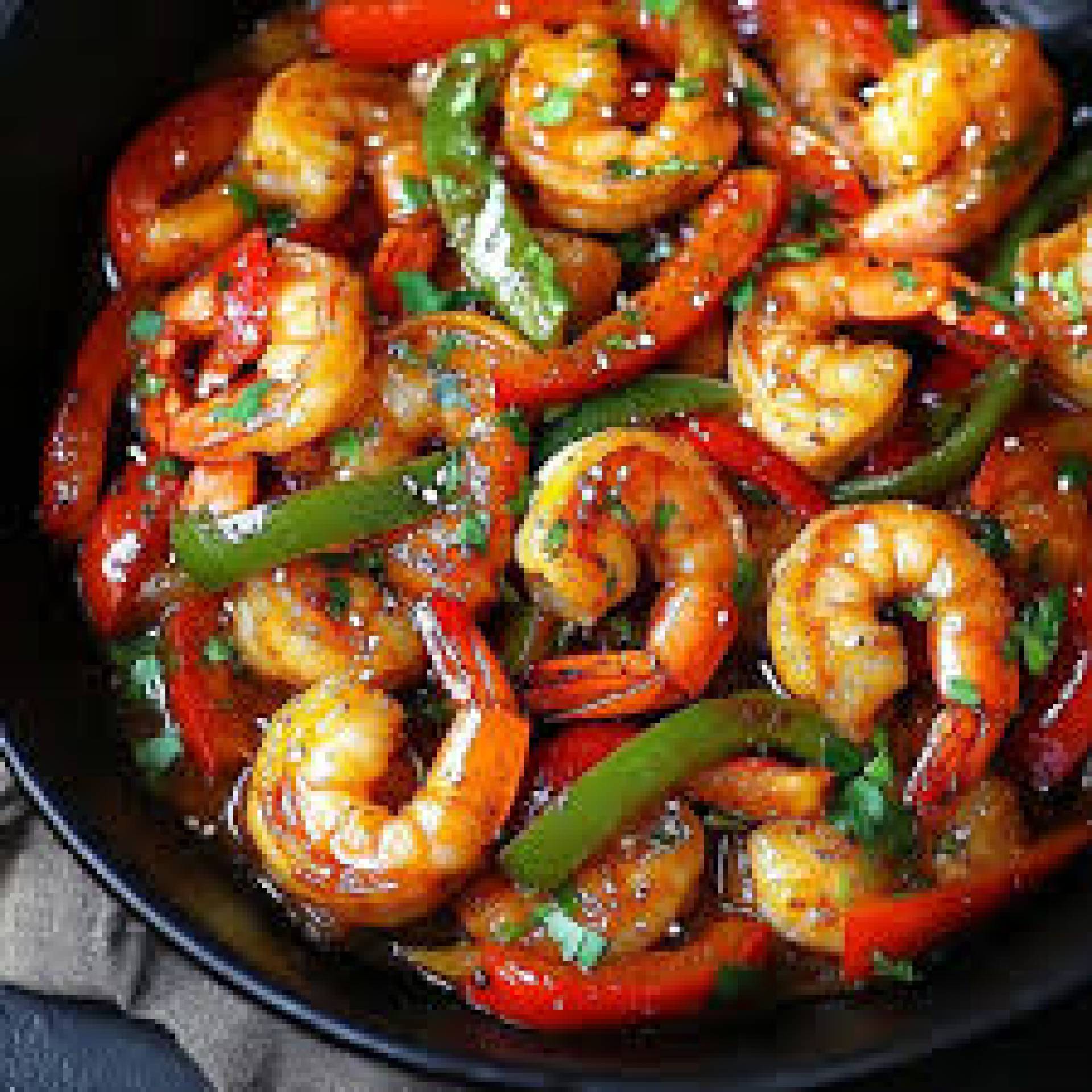 Keto/ Low Carb) Zesty Shrimp, Peppers/ Onions & Cheddar