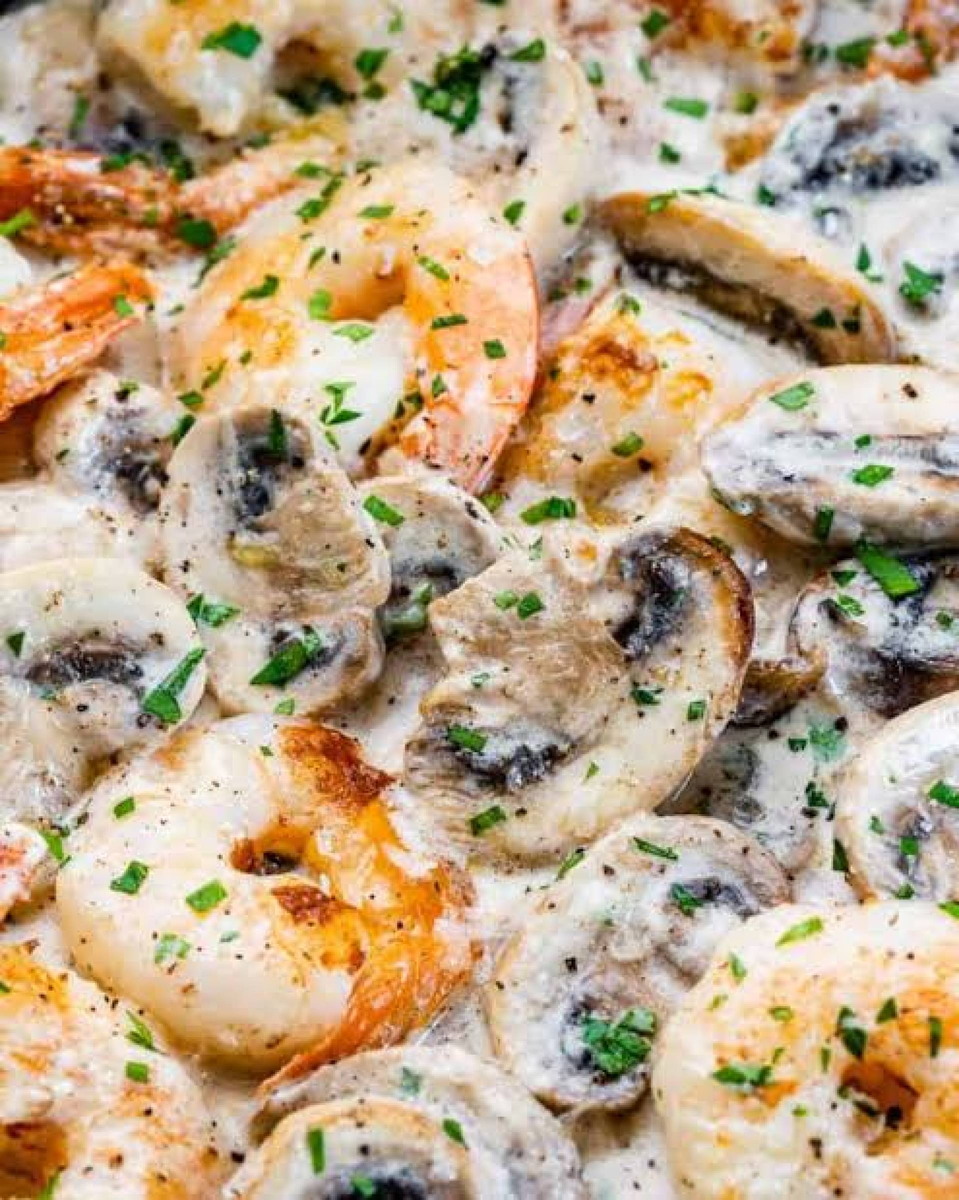 Keto/ Low Carb) French Onion Shrimp, Mushrooms/ Onions Bowl
