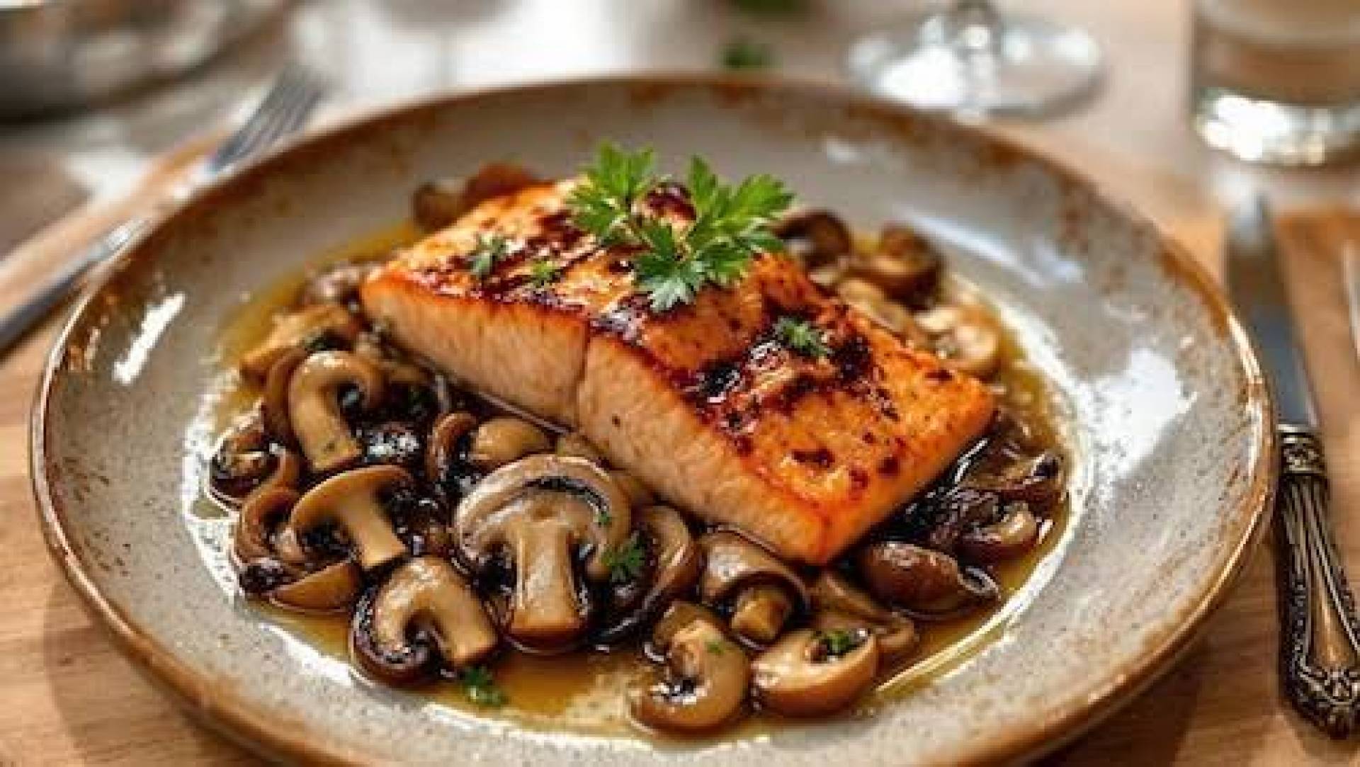 Keto/ Low Carb) French Onion Salmon, Mushrooms/ Onions Bowl