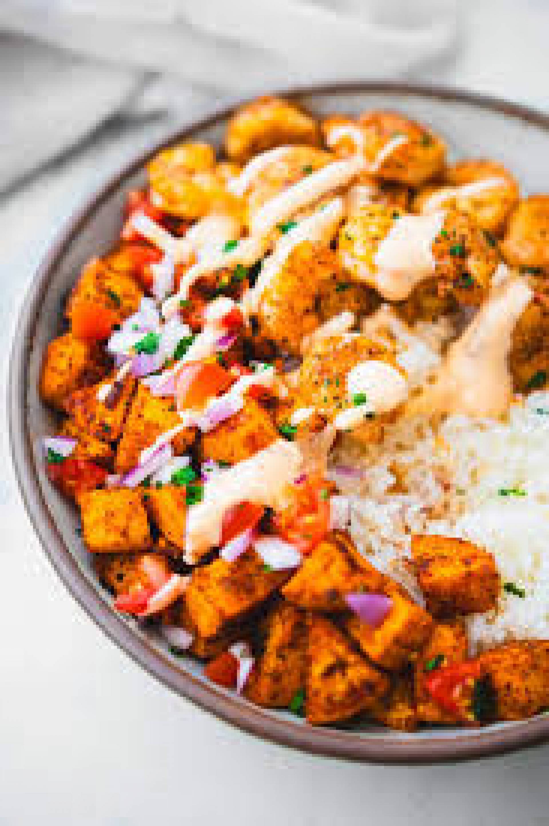 Balanced Meal) Shrimp, Bacon, Buffalo Ranch, Sweet Potato Bowl