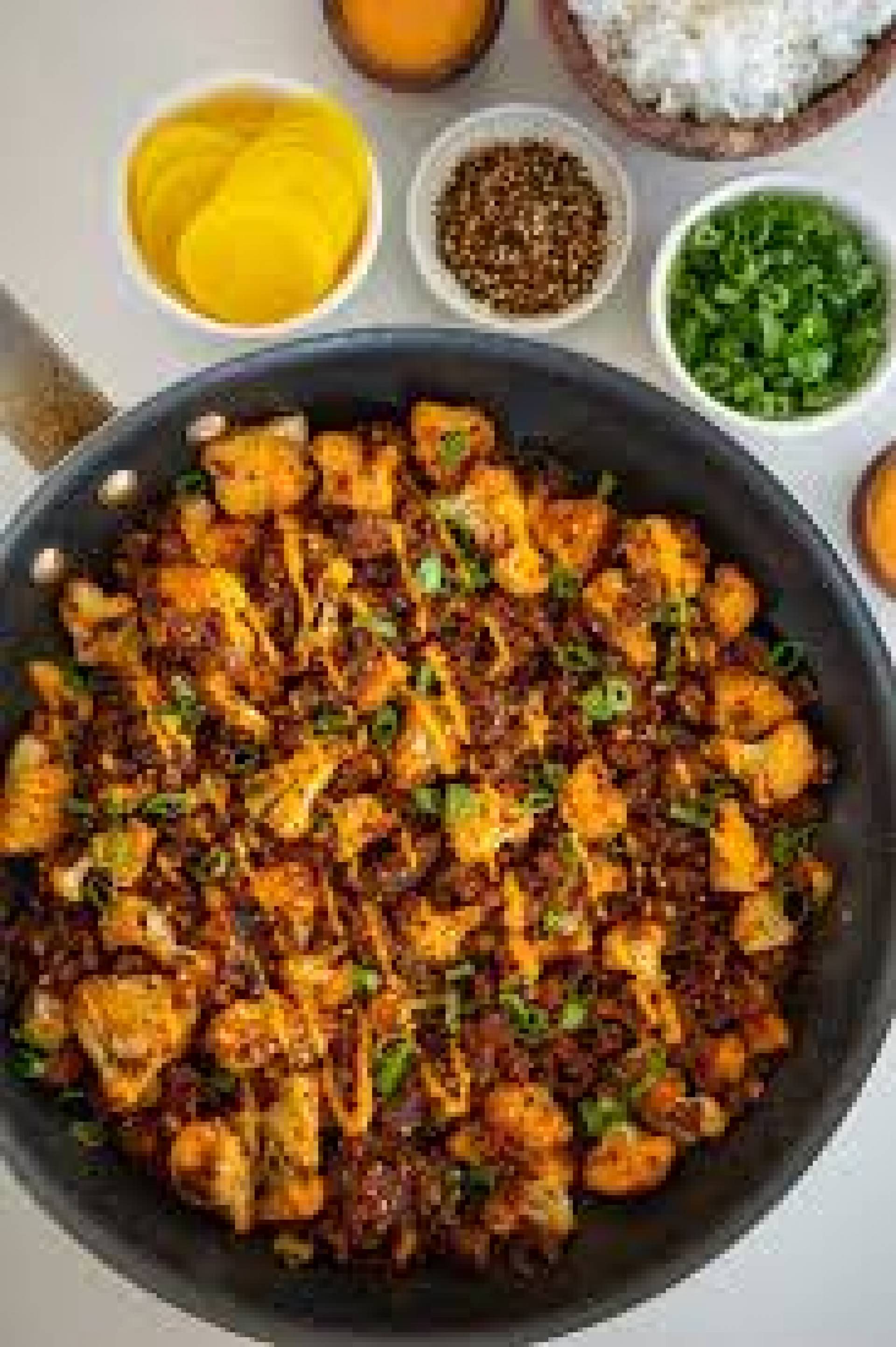 Low Carb/ Keto) Spicy Beef, Bacon Cauliflower Buffalo Ranch Bowl
