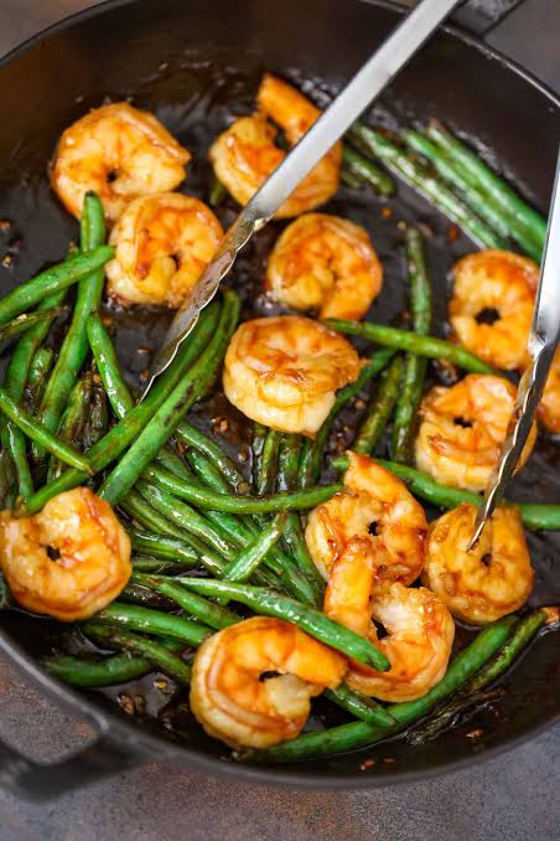 Low Carb/ Keto) Hot Honey Shrimp & Green Beans