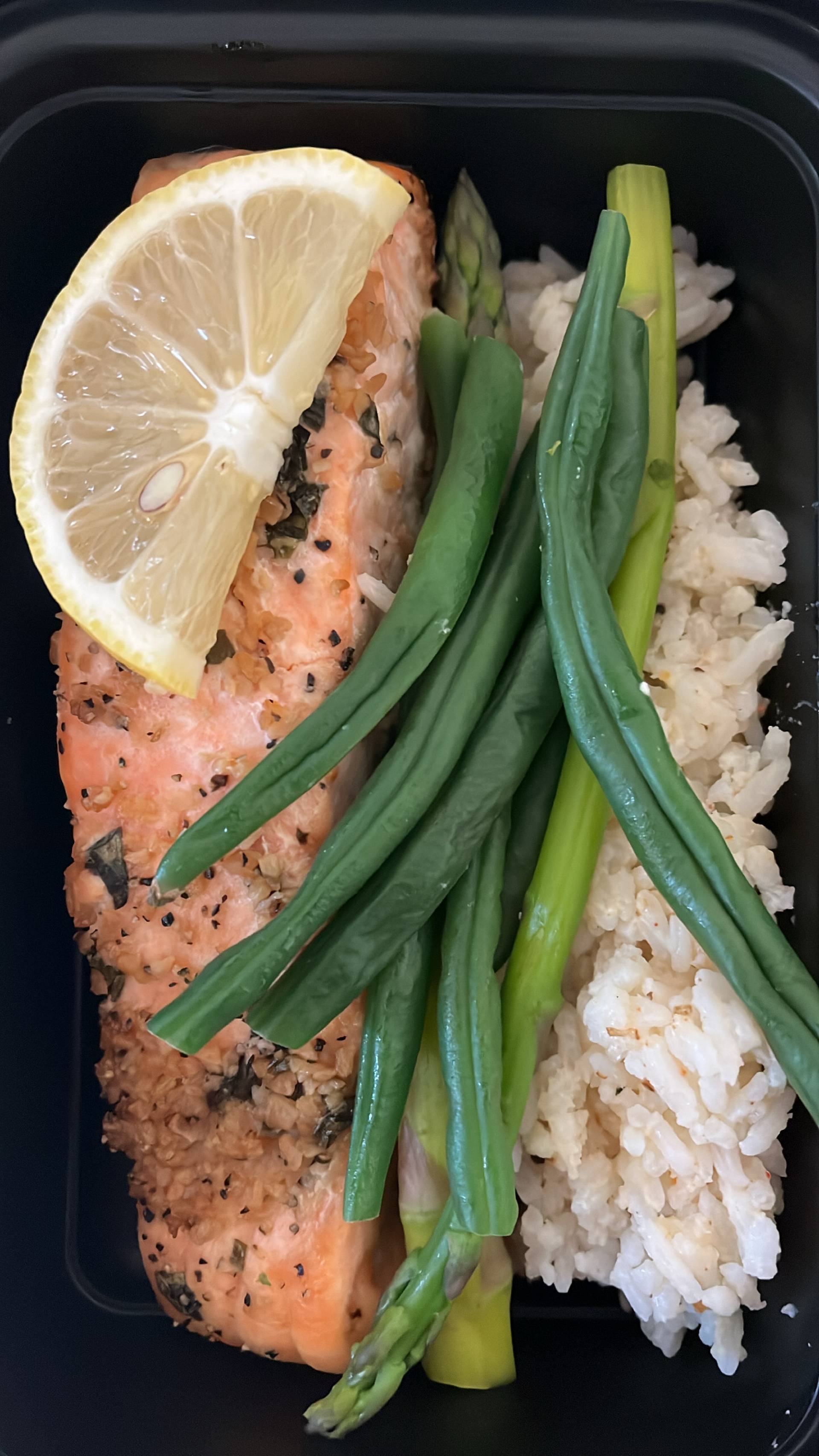 Balanced Meal) Baked Salmon & Creamy Rosemary Garlic Rice