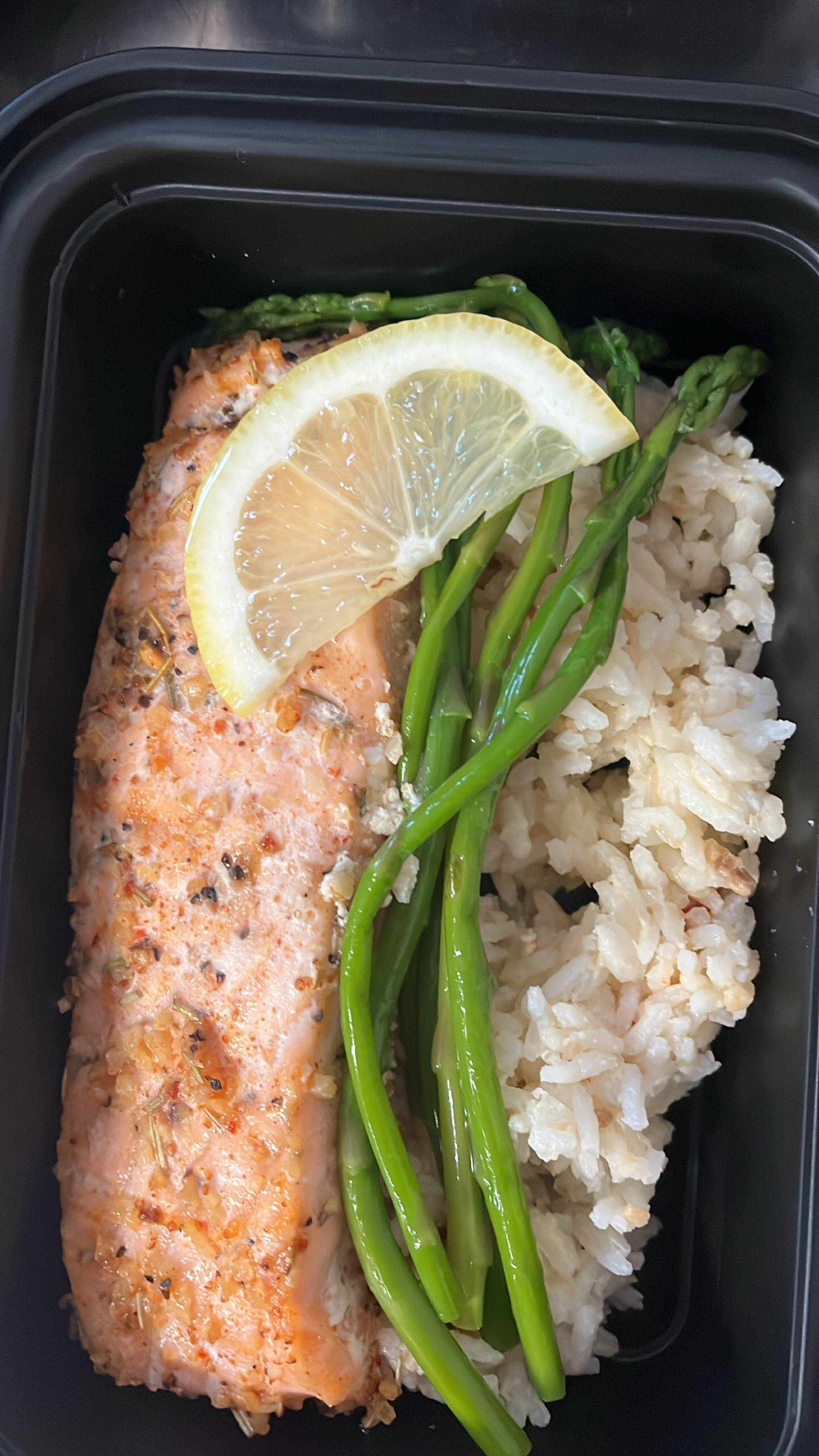 Balanced Meal) Baked Salmon & Creamy Rosemary Garlic Rice